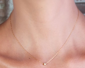 Gold necklace, tiny gold necklace, wedding jewelry, bridesmaid jewelry, petite necklace , wedding necklace - 10031