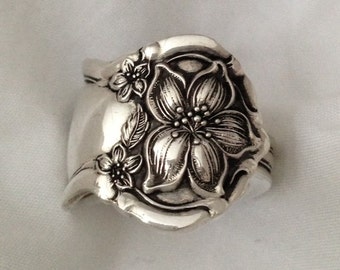 Spoon Ring "Orange Blossom" 1910 Silverware Jewelry Vintage Silverplate Size 5 to 12 Choose Your Size