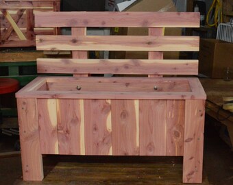 cedar planter, bench planter, flower planter, herb planter, patio planter, flower garden