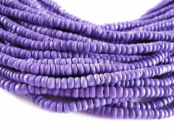 Coconut bead 150 purple wood Beads - Coconut Rondelle Disk Beads 4-5mm