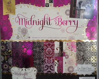 DCWV - The Midnight Berry Paper Stack Stack - 12 x 12 - 48 Sheets 1/2 with Foil