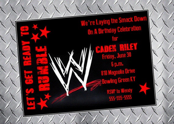 WWE Wrestling Birthday Party Invitation Royal Rumble Digital