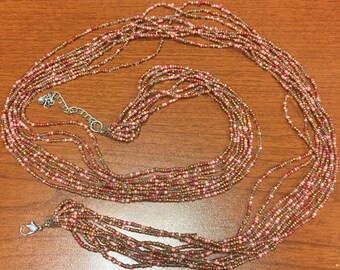Multi-strand beaded necklace