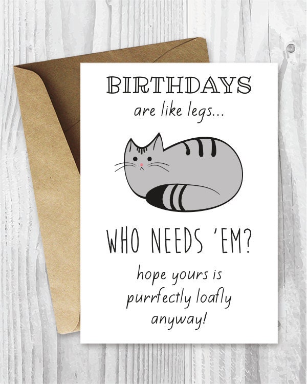 Funny Birthday Cards Cat Birthday Printable Cards Digital