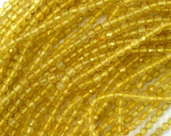 3mm faceted natural citrine round beads 15.5" strand 39651