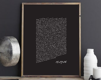 Wedding Vows Valentine's Day Gift Keepsake Print for Newlyweds & Anniversaries - Script