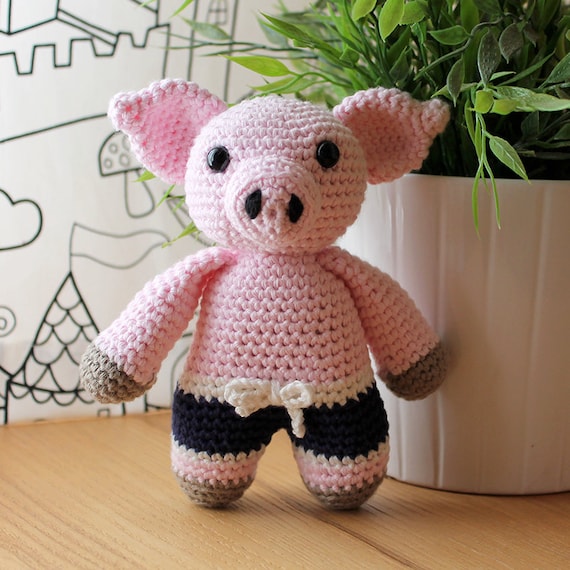 Piggy - Animalius. Amigurumi Pattern PDF, Pig Animal Toy, Nursery Doll, Crochet Pattern, Cute Children Gift, DIY, Crafts, Instant download