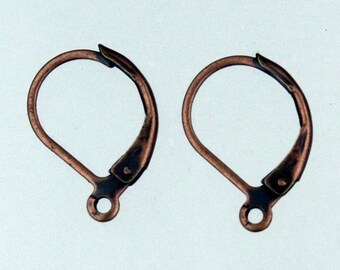 100 Antique Copper Leverback Earrings earwire - 10X16mm