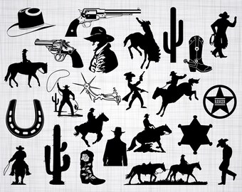 Cowboy SVG Bundle, Cowboy SVG, Cowboy Clipart, Cowboy Cut Files For Silhouette, Files for Cricut, Vector, Western Svg, Dxf, Png, Eps, Decal
