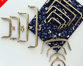 Golden Brass Kisslock Frame Hoop w/ Ring Diamond for Bag Purse, 1 PCS