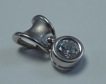 14K White Gold Pendant with Cubic Zirconia
