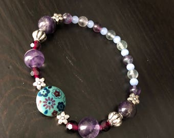 Flowers and Fluorite Bracelet