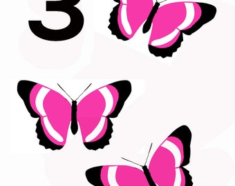 Three today - butterfly birthday greeting card
