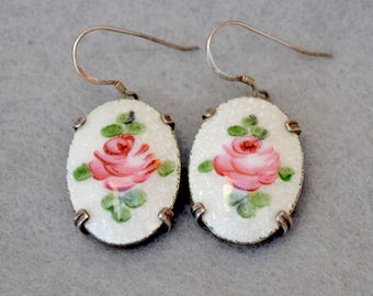 Sterling Silver Guilloche Pierced Earrings Vintage