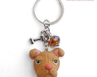 American pit bull terrier keychains polymer clay