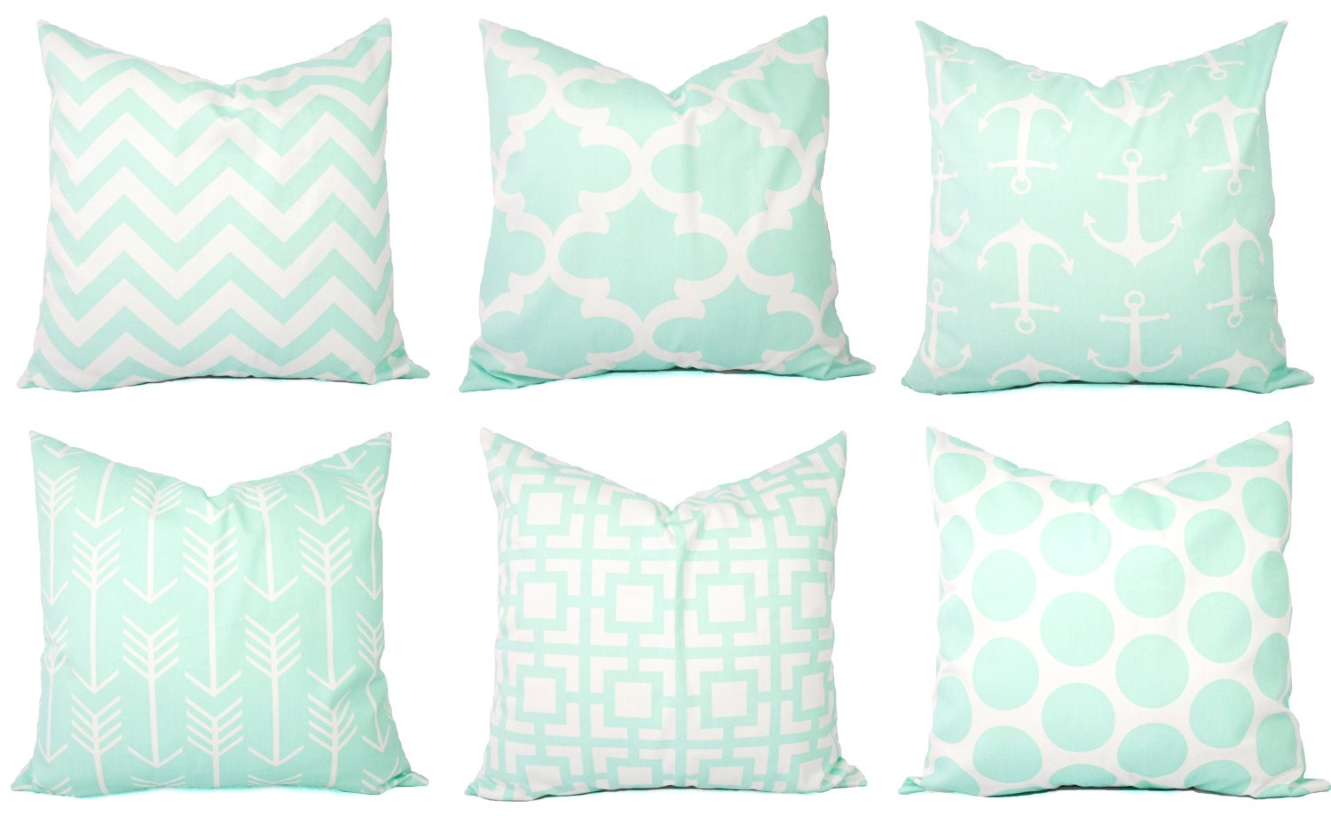 Mint Pillow Covers Mint Green and White Throw Pillows