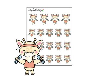 Planner Stickers Giraffe Workout/Dumbbells