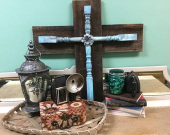 Rugged wooden spindle cross