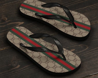 Gucci Flip-Flops, Gucci Pattern Inspired Unisex Flip-Flops, Gucci Strap Flip-Flops, Fashion, Stylish, Unisex Flip-Flops