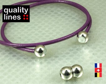Silver magnetic clasp for leather bracelet 3mm round