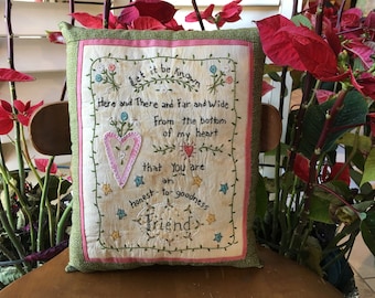 Embroidered Friendship Pillow - Inspirational Pillow - Room Accent - Spring Room Accent - Home Decor - Gift Idea - Bridesmaid Gift - Mother