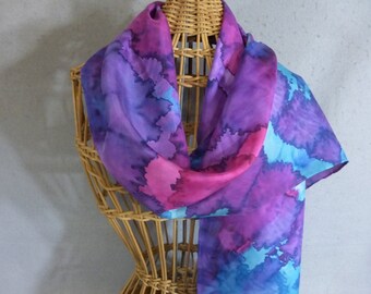 Hand Painted Silk Scarf "Jewel Colors"