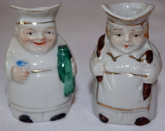 Vintage Pair of Miniature Baker Toby Mugs