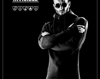 INVISIBLE by CRYPTOR - Designer Men's Sweatshirt in the Dark Fashion and Futuristic Cyberpunk Style.