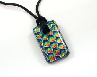 Dichroic Glass Pendant Necklace - Fused Glass Jewelry