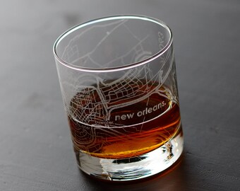 New Orleans Map Rocks Glass