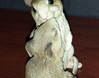 CASTAGNA 1988 RESIN Figure "Cuddling Mice" Made in Italy Very Cute