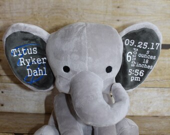 Personalized Baby Elephant, Baby Gift, Birth Annoucement, New Baby Gift, Baby Shower Gift, Personalized Baby Gift, Keepsake