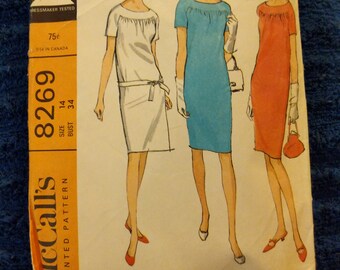 1960s dress pattern mccalls size14 # 8269