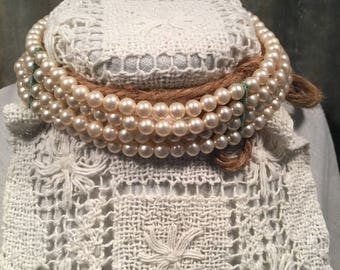 Vintage Champagne Pearl Choker