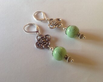 Green drop earrings long earrings drop earrings green earrings dangle earrings