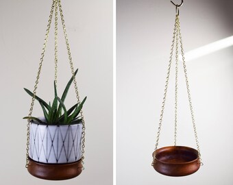 Mid Century Wood Planter, Modern Plant Hanger, Hanging Planter, Wood Plant Hanger, Boho Planter, Mid Century Planter