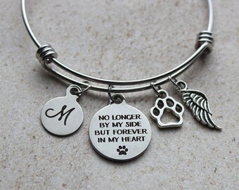 No Longer By My Side But Forever In My Heart Memorial Bracelet, Dog Memorial, Dog Sympathy Jewelry, Pet Loss Jewelry, Dog Loss Jewelry, Dog