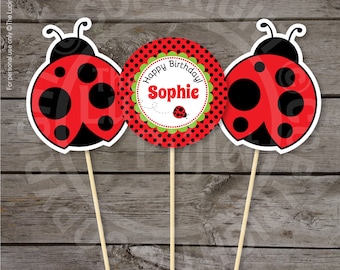 LADYBUG PARTY DECORATIONS, Ladybug Centerpieces, Ladybug Printables, Ladybug Birthday - Instant Download, Edit Text in Adobe Reader