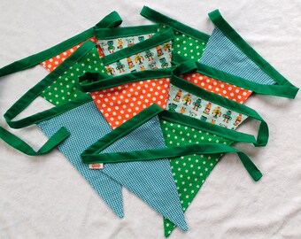 Verjaardagsslinger, party slinger, pennants, flags Robot XL 5.5 meter (handmade, fabric)