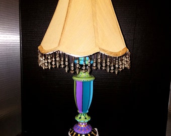Hand Painted Brass Lamp