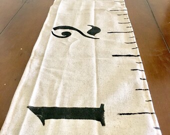 Ruler table runner, farmhouse table runner