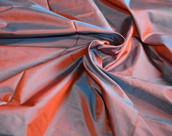 Silk Taffeta in Orange with cyan, Fat Quarter - TF 96.