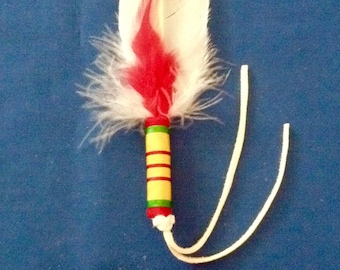 Native American *Nakoda Made* Veterans Replica ROUGH LEG Hawk Feather – Vietnam Ribbon