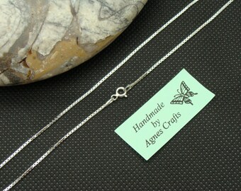 16" 18" 20" Medium Box Sterling Silver chain, 925 sterling silver necklace, 925 silver chain, STS