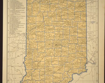 Indiana railroad map | Etsy