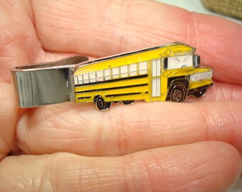 1970's School Bus Driver Yellow Bus Tie Clip.