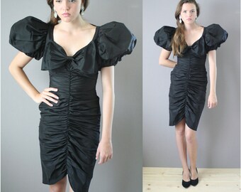 Vintage 80s Bombshell Black Dress