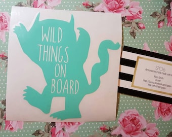 wild things on board car decal,where the wild things are,kids on board,car,decal,mom car,family car,baby on board,kids on board,cute decal