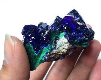Azurite Malachite Milpillas Crystallized High Quality Fibrous Velvet Druzy Green Blue Cluster Rocks and Minerals Mineral Specimen Mexico