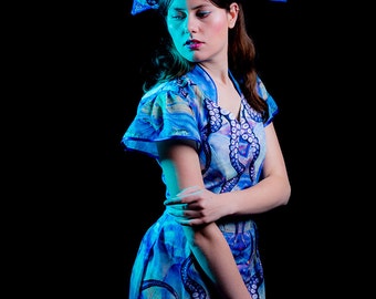 Dress "Ursula" // Deep Sea Avant Garde dress with matching kokoshnik headdress.